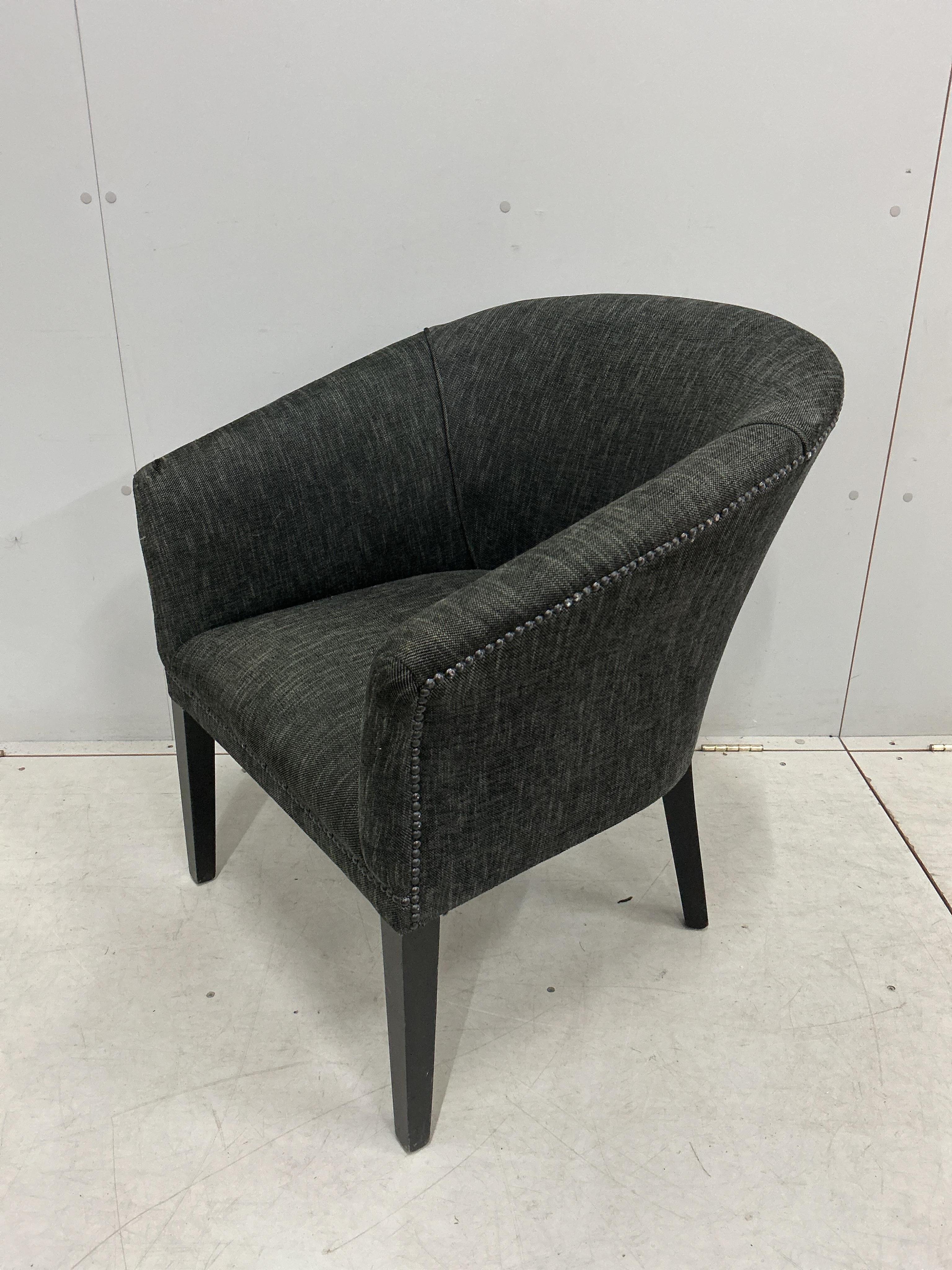 A modern upholstered tub framed side chair, width 69cm, depth 54cm, height 80cm
